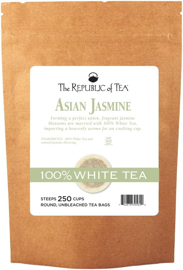 The Republic of Tea – Asian Jasmine 100% White Tea Bags, Steeps 250 Low-Caffeinated Cups