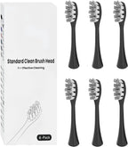 6 Pack Replacement Brush Heads Compatible With Oclean Electric Toothbrush for Spark, Flow, X Pro, X Elite, X Digital, X Lite, X10, X Ultra, Air2, F1 (Black)