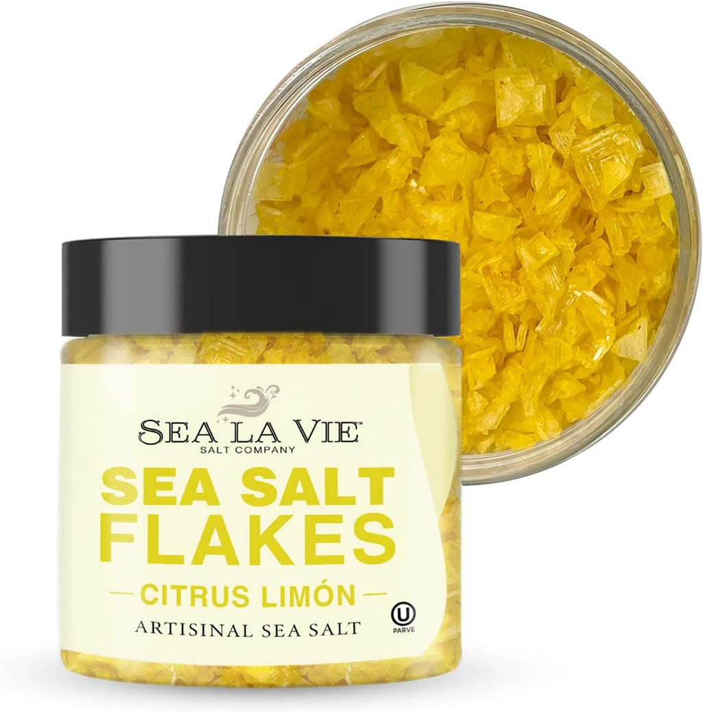 Galil Sea La Vie Salt Flakes, 3.5 Ounces, Pack of 1, Kosher Handcrafted Gourmet Artisinal Finishing Salt Flakes from the Mediterranean Sea (Citrus Limón)