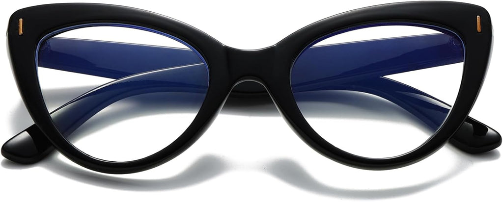 Viseng Womens Oversized Cateye Reading Glasses Blue Light Computer Glasses Stylish Reader (black +2.5)