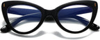 Viseng Womens Oversized Cateye Reading Glasses Blue Light Computer Glasses Stylish Reader (black +2.5)
