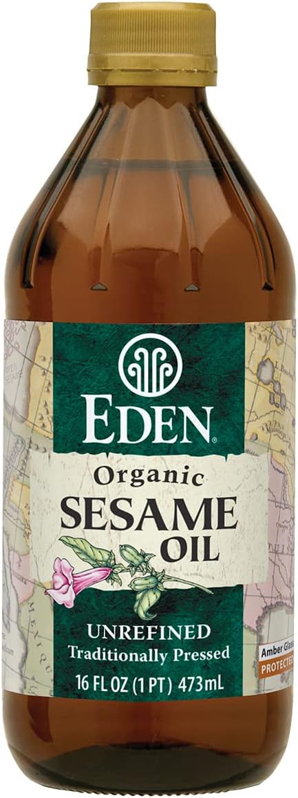 Eden Organic Sesame Oil, Unrefined, Extra Virgin, Traditionally Pressed, 16 fl oz Glass Bottle