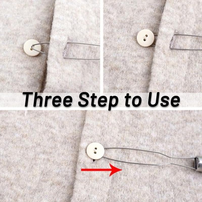 2 Pack Easy Button Hook - Button Assist Device Helper Tool - Stainless Steel Button Fastener Tool for Easy Button - One Hand Dressing Aids (2 Pack)