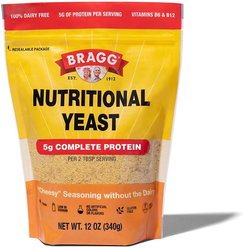 Bragg Premium Nutritional Yeast Seasoning - Vegan, Gluten Free – Good Source of Protein & Vitamins – Nutritious Savory Parmesan Cheese Substitute (Original, 12 Ounce (Pack of 1))