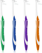 4pcs Tuft Toothbrush Single Tufted Slim Interspace Teeth Brushes End-tuft Tapered Compact Soft Dental Brushes for Detail Cleaning (Green + Blue + Yellow + Purple)