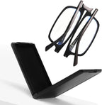 SKYOAK Evolved Folding Reading Glasses For Women Men Blue Light Blocking Anti UV Eyestrain Foldable Portable Compact Readers with Flat Hard Case Pocket Computer glasses 1.5 BLACK