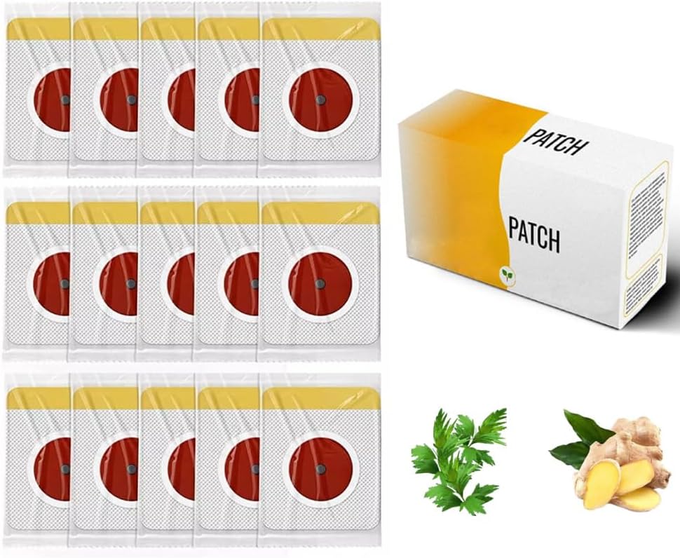 50 Pcs Mugwort Belly Patches, Belly Button Patch, Breathable Navel Sticker with Magnet Ring, Non-Woven Herbal Patches, Abdomen Belly Button Patches for Women Men, with Individual Package