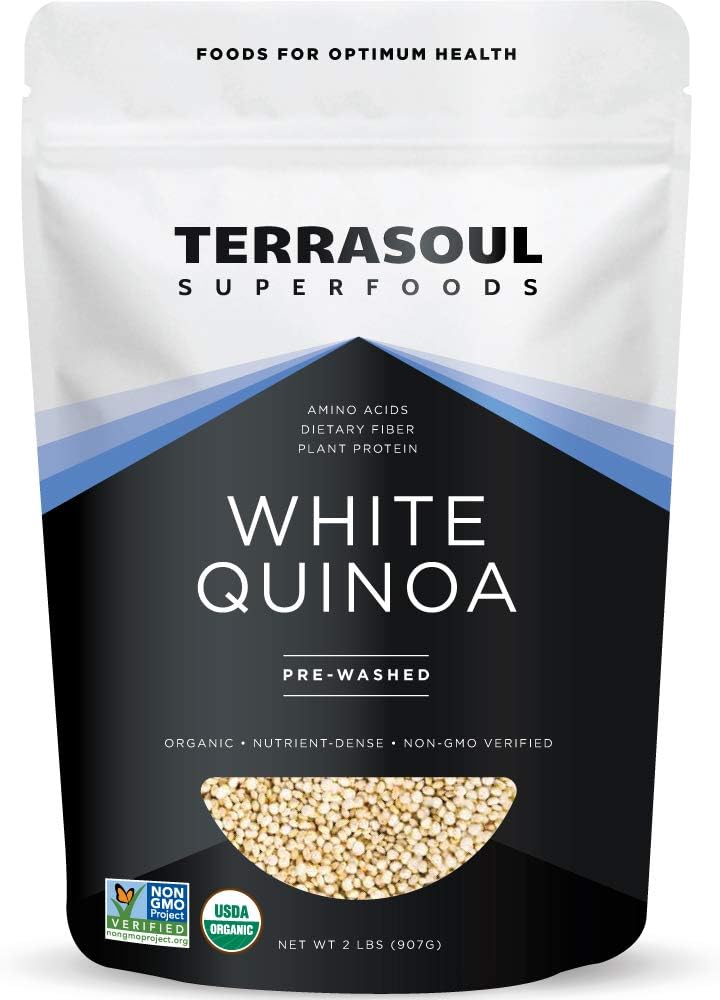 Terrasoul Superfoods Organic White Quinoa, 2 Lbs - Pre-washed | Gluten-free | Plant Protein