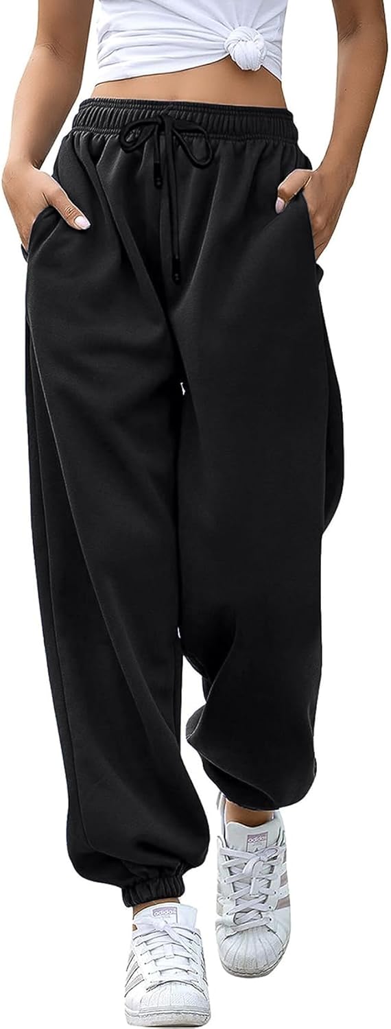 Womens Cinch Bottom Sweatpants Pockets High Waist Sporty Gym Athletic Fit Jogger Pants Lounge Trousers