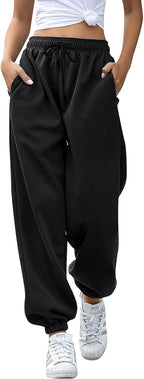 Womens Cinch Bottom Sweatpants Pockets High Waist Sporty Gym Athletic Fit Jogger Pants Lounge Trousers
