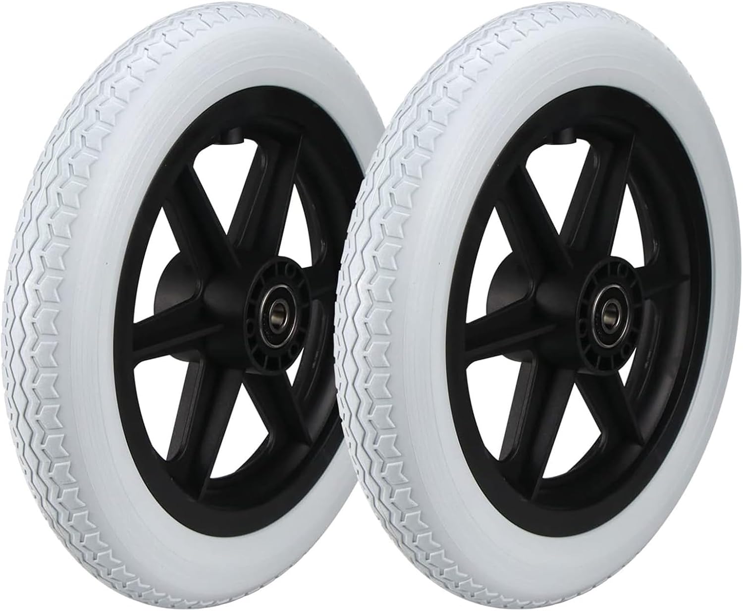 12 Inch Wheelchair Rear Wheel, 12 1/2x2 1/4 Solid Polyurethane Tire, Manual Wheelchairs Transport Chair Wheel Replacement Parts(Gray)