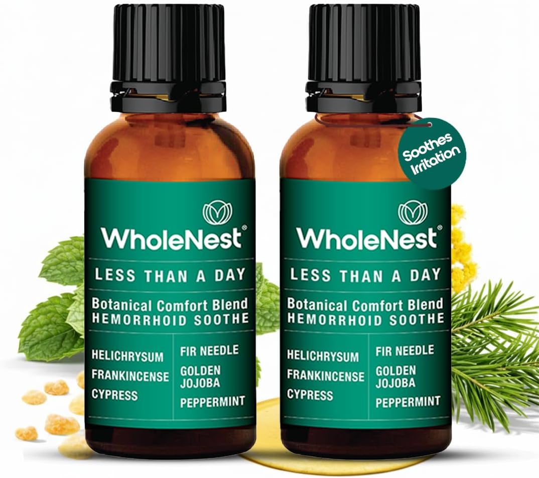 Hemorrhoid Treatment Oil | Botanical Blend with Cypress & Frankincense Oils | Soothing Relief from Burning, Itching & Swelling | External Hemorrhoid & Postpartum Care | Pack of 2