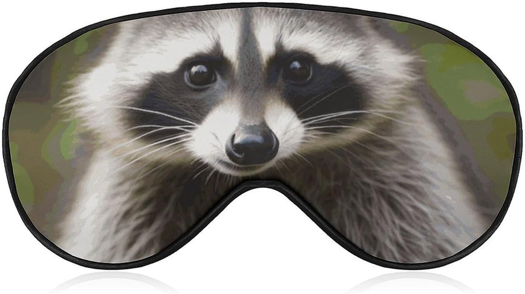 Sleep Mask for Men Women Cute Raccoon Eye Mask for Sleeping Comfortable Blindfold Eye Cover with Adjustable Strap for Travel Yoga Nap Shift Work