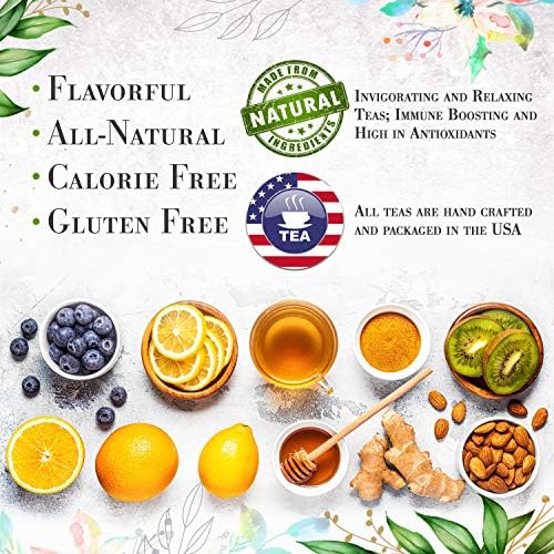 Fruit Fields Rooibos Herbal Tea by La Tea Dah, Caffeine Free Rooibos, Apple, Orange, Passion Fruit, Mango, Marigold, & Hibiscus Tea Bags, Floral Tea Gift Collection (12 Decaf Sachets)