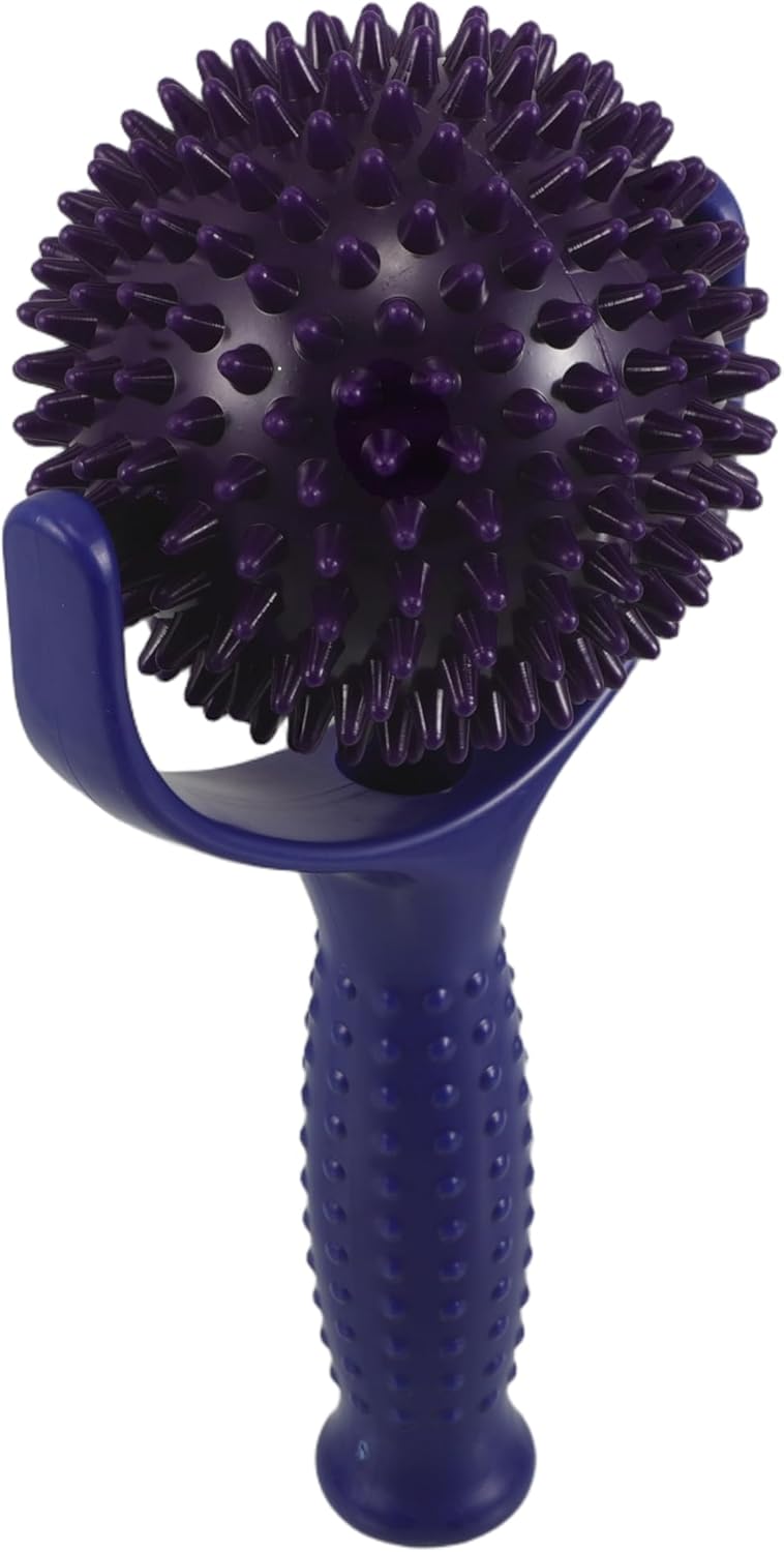 Large Muscle Roller Stick for Muscle Knots Relief Portable Yoga Massage Stick with Spiky Balls Blue and Purple for Fitness Pilates and Post-Workout Relaxation