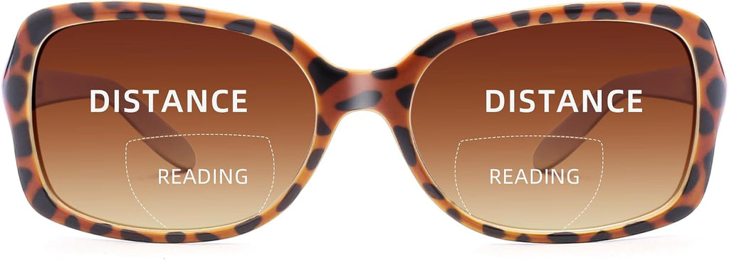 JM Classic Bifocal Reading Glasses Square Stylish Gradient Sunglasses Readers for Women +2.5 Tortoise