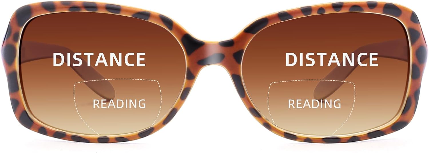 JM Classic Bifocal Reading Glasses Square Stylish Gradient Sunglasses Readers for Women +2.5 Tortoise