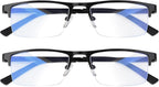 Blue Light Blocking Glasses, Lightweight Metal Half Frame Computer Reading/Gaming/TV/Phones Glasses,Filter UV Ray/Computer Glare with Spring Hinge Eyeglasses(2PCS Black)