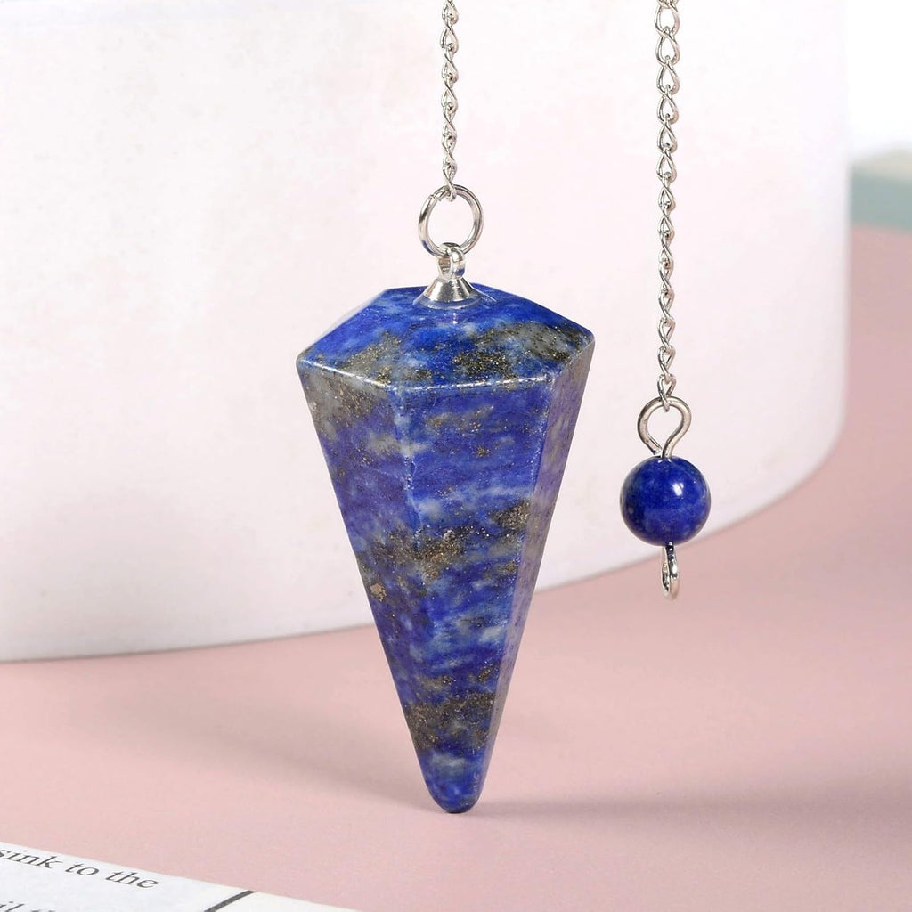 Blue Lapis Lazuli Point Crystal Pendulum Healing Dowsing Energy Balancing Chakra Divination for Meditation 37mm