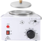Portable Wax Warmer Machine for Painless Hair Removal, Women Men Professional Wax Heater with Adjustable Temperature Set, 20pcs Sticks (White - Single Pot)