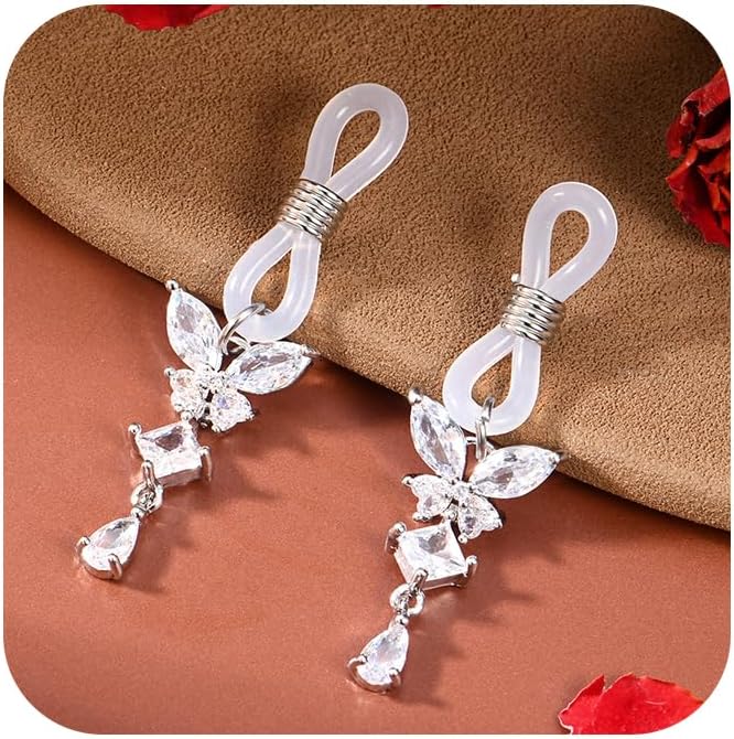 DJCIW Fake Nipple Rings for Women,10 Styles Adjustable Non Piercing Nipple Jewelry with Silicone Loop – Rose, Heart, Butterfly & Rhinestone Dangle Faux Nipple Piercings for Daily Wear