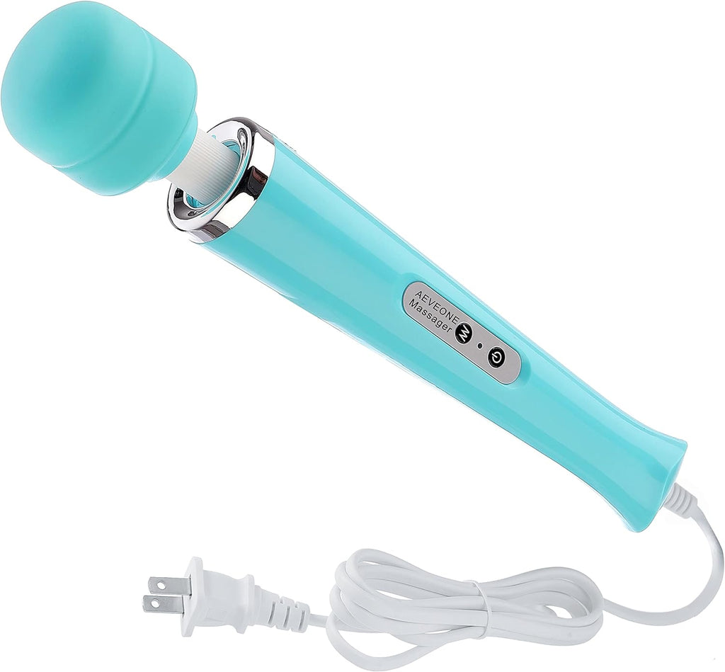 AEVEONE Wired Powerful Handheld Electric Massager with Strong 10 Modes Personal Back Massage for Sports Recovery, Muscle Aches, Relaxing Body (Light Blue)