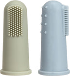 Baby Finger Toothbrush with Case, Food Grade Silicone, BPA Free, 2-Pack (Sage+Ether)