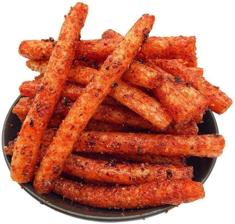 Spicy Strip Small Gluten 68g/2.39 Oz/Pack,Latiao Nostalgia Spicy Small Gluten,Sweet Spicy Flavor，Handmade spicy strips，Vegan，Instant Classic hot&Spicy Flavor Chinese Snack Food (Super Spicy,1Pack)