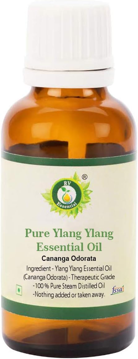 Ylang Ylang Essential Oil | Cananga Odorata | Ylang Ylang Oil | for Massage | for Diffuser | for Hair | 100% Pure Natural | Steam Distilled | Therapeutic Grade | 30ml | 1.01oz by R V Essential