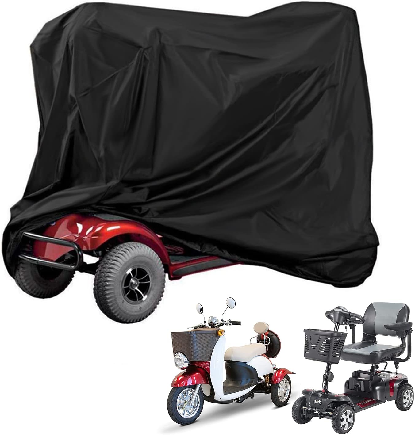 Mobility Scooter Cover, 55inch Wheelchair Cover Waterproof for 3&4 Wheels Electric Mobility Scooter Accessories Outdoor-55"L x 26"W x 36"H