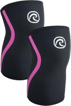 Rehband RX Knee Support for Strength Training & Fitness - 7mm Neoprene Knee Sleeve, Flexible & Non-Slip, Knee Sleeve for Men & Women, Colour:Black/Pink - 1 Pair, Size:X-Small