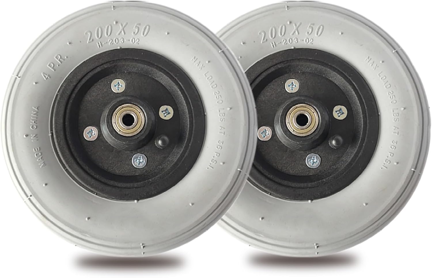 Wheelchair Casters/Wheels (Pair) 8” x 2” (200x50) Pneumatic Tire Wheels with 8mm Bearings for Electric Wheelchair Front Wheels