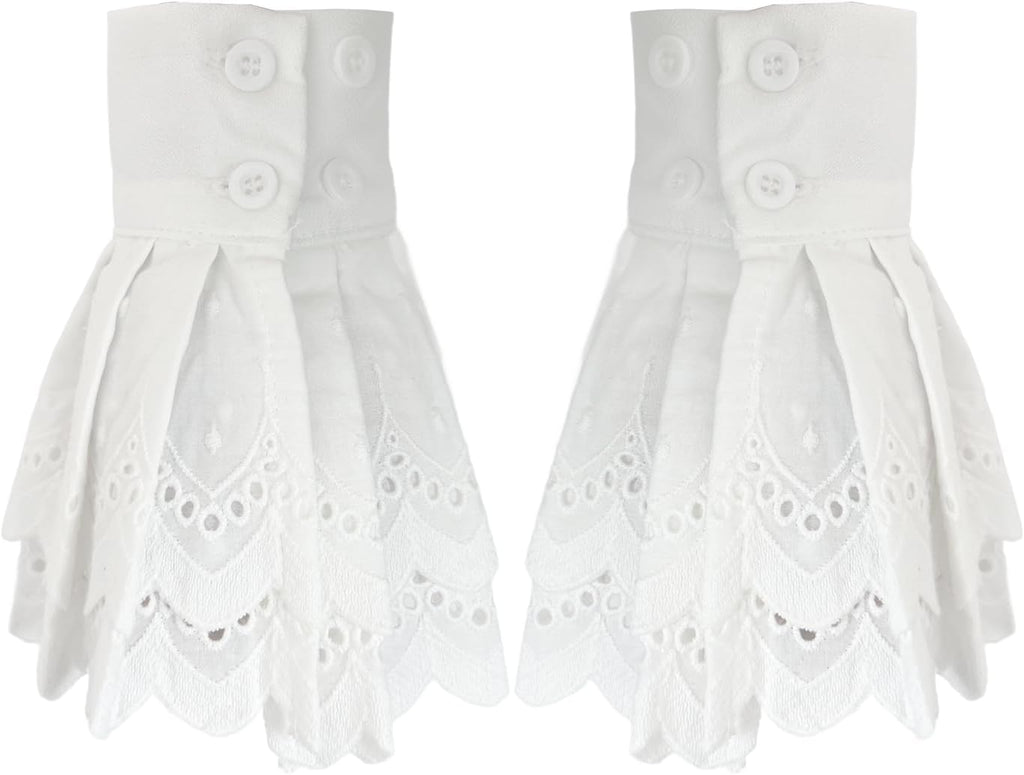 Joyci Pleated Cuff Stretch Bracelet Costume Layered False Sleeves Detachable Ruffled Wrist Cuffs for Women Girl