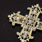 Cross Cake Topper Crystal Rhinestones Cross Cake Decoration for Baptisms Wedding Christenings Religious Party Decorations (Gold)