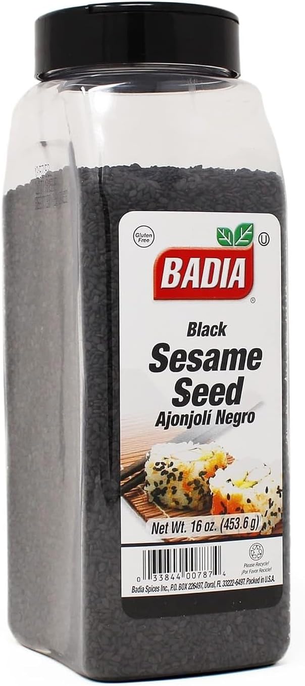 Badia Black Sesame Seed, 16 oz – Whole Black Sesame Seeds for Cooking, Baking & Garnishing – Rich, Nutty & Crunchy Flavor