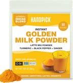 HANDPICK Golden Milk Powder with Turmeric - (7oz, 80 servings) Instant Latte Mix | Blend of Ginger, Black Pepper and Curcumin