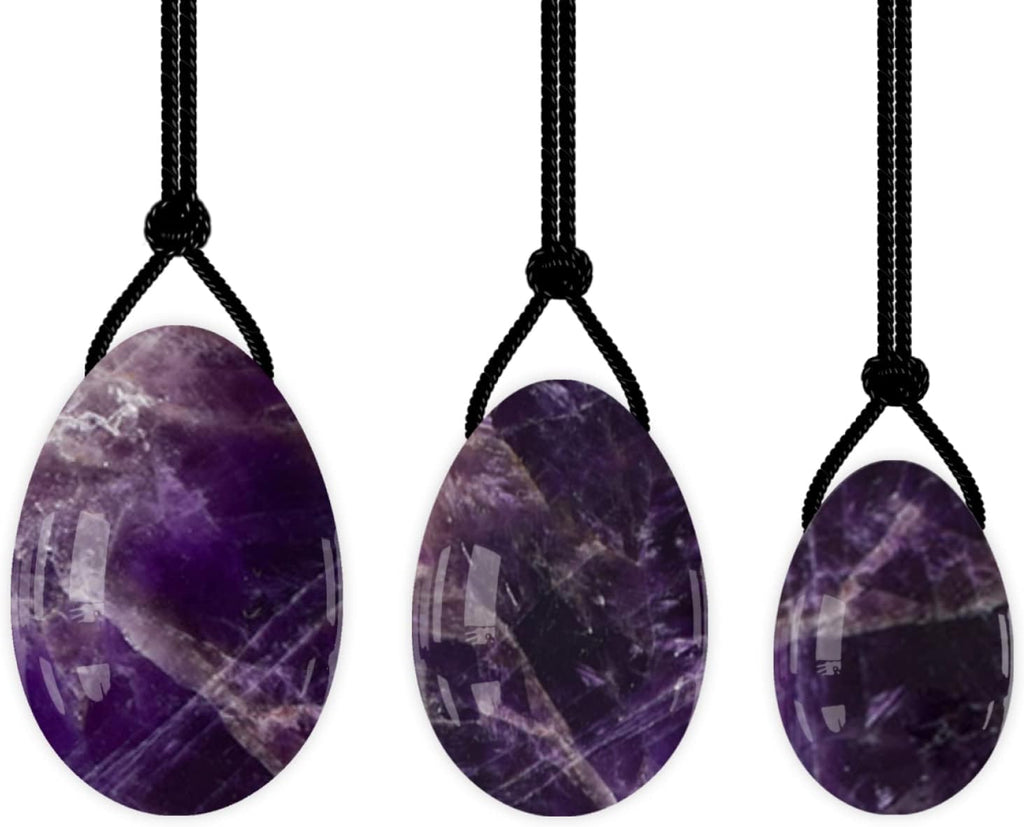 Drilled Yoni Egg Set Natural Rose Quartz Jade Eggs for Kegel Exercise Exercise Crystal Ball,Amethyst Eggs