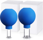 Nuanchu 2 Pieces Glass Cupping Set, Facial Cupping Cups Glass Silicone Cups Vacuum Suction for Face Skin Back Shoulder Muscle (1 Inch and 0.65 Inch Diameter,Blue)
