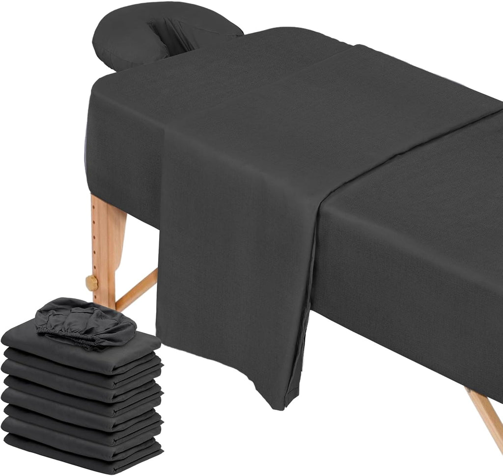 12 Pcs 4 Sets Premium Microfiber Massage Table Sheet Set, Include Massage Table Cover, Massage Fitted Sheet, Massage Face Rest Cover for Beauty Salon Spa Hair Salon (Black)