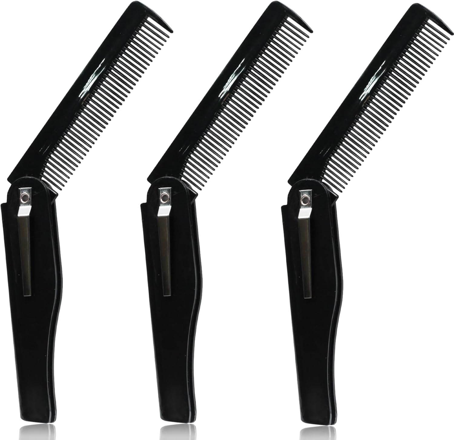 Black Folding Comb for Hair & Beard Grooming, Portable Pocket Comb for Men & Women