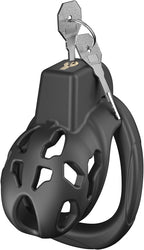 Male Chastity Cage with 5 Size Rings, Lightweight Breathable Chastity Device with Invisible Lock, Comfortable Fit with Ventilated Design & Urination Hole (XS,Black)
