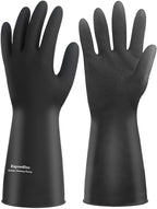 Thick Rubber Cleaning Gloves - 2 Pairs Black Rubber Gloves for Dishwashing Large, Non-Slip Kitchen Gloves for Washing Dishes, Reusable Cleaning Gloves, Waterproof, Heavy-Duty (2P,L)