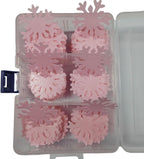 50Pcs Pink Edible Cake Cupcake Toppers Snowflakes Christmas Winter Frozen Party Decoration