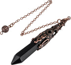 mookaitedecor Black Obsidian Crystal Pendulum for Divination Dowsing, 6 Faceted Hexagonal Pointed Stone Pendant Pendulum for Balancing Wicca Meditation