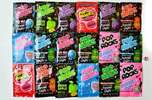 Pop Rocks Candy Ultimate 9 Flavor Assortment Bulk - Strawberry, Cherry, Tropical Punch, Watermelon, Blue Raspberry, Bubble Gum, Cotton Candy, Grape, Green Apple 18 Packs Total With Licensed Sticker