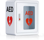 AED Cabinet, First Aid AED Defibrillator Wall Mounted Storage Cabinet, Metal Steel Plate Snap Lock, fits All Brands Cardiac Science for Public Places, 14 x 7.8 x 15.7 Inch