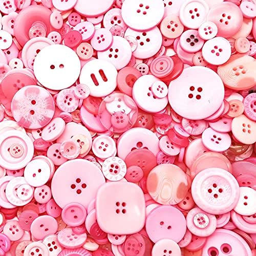 600-700Pcs Pink Buttons for Crafts Bulk Assorted Pink Craft Button for Crafting Arts, DIY Craft, Decor
