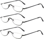 Half Frame Reading Glasses - Half Moon Readers with Spring Hinge for Women Men