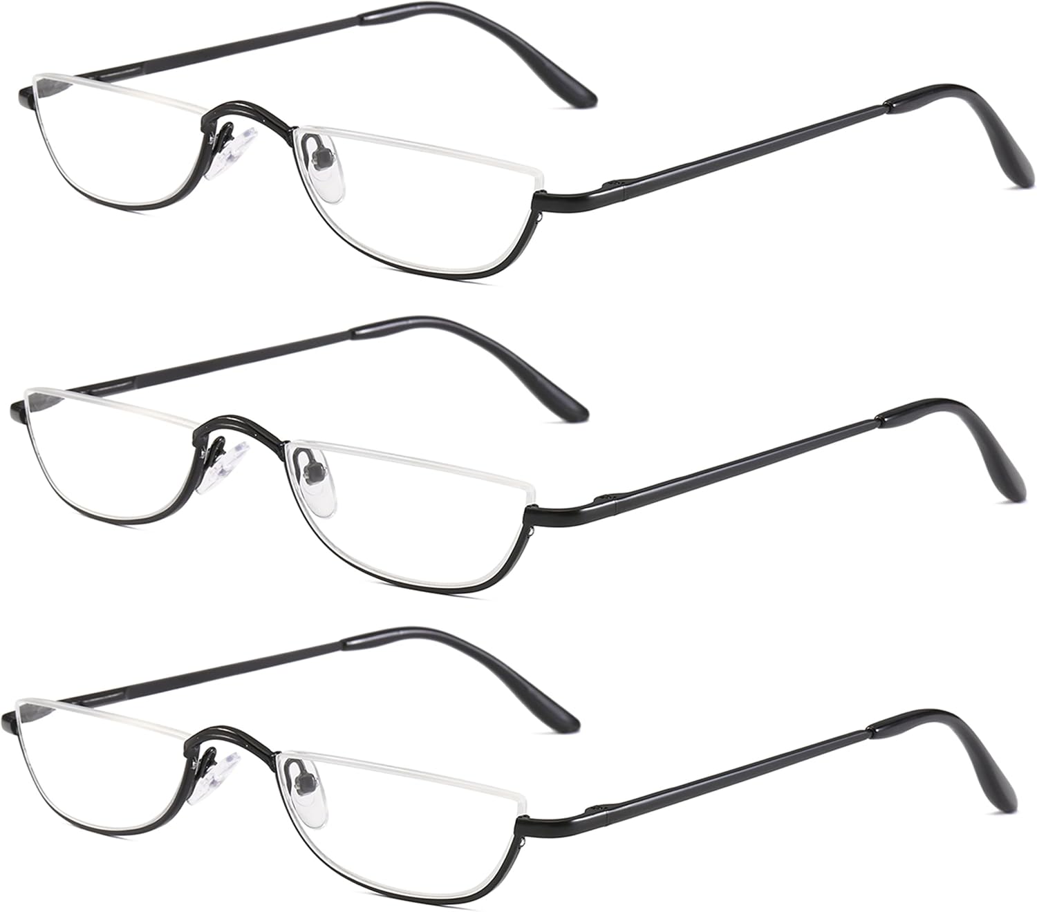 Half Frame Reading Glasses - Half Moon Readers with Spring Hinge for Women Men