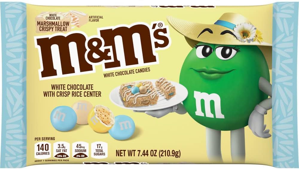 M&M'S White Chocolate Marshmallow Crispy Treat Pastel Easter Candy, 7.44 Oz Bag